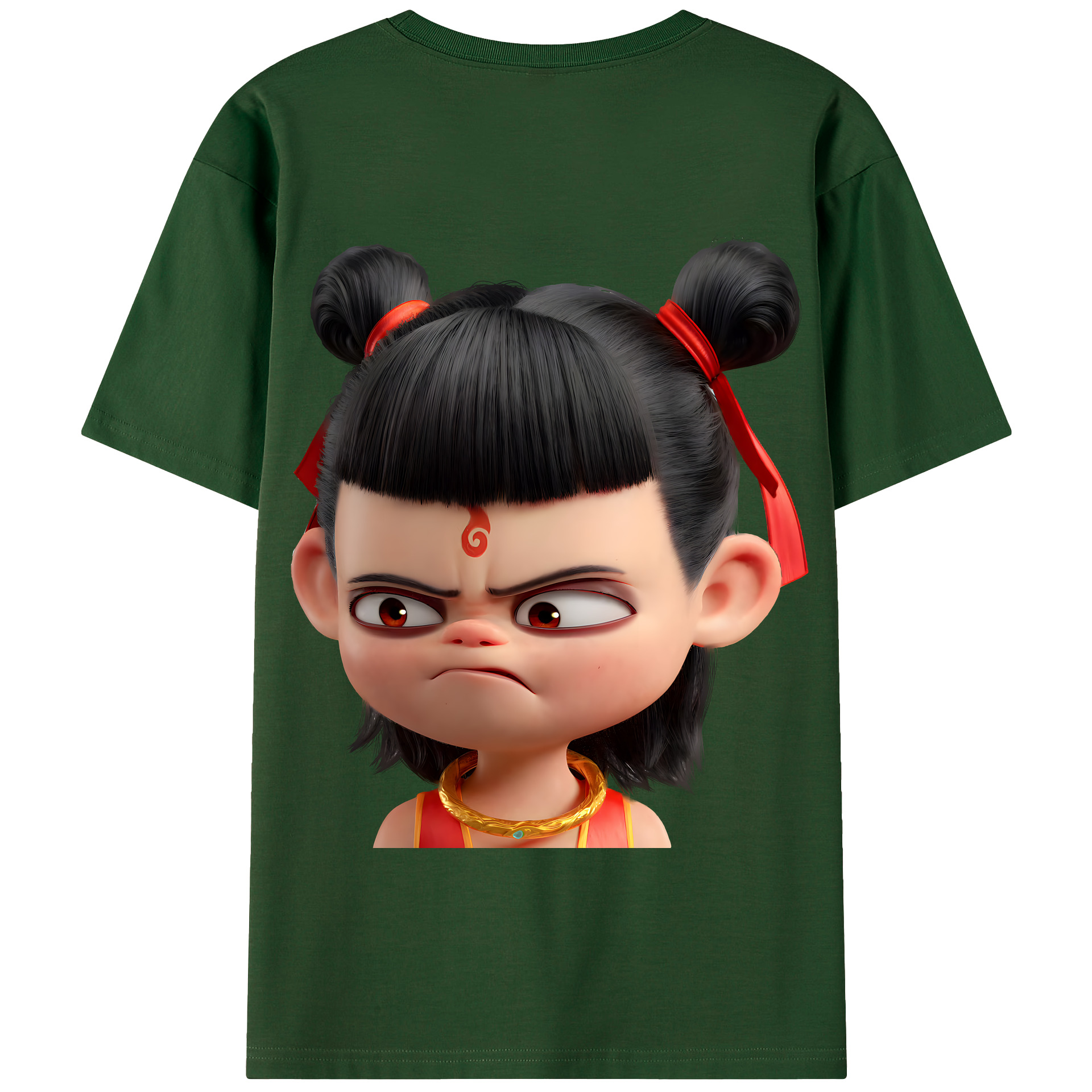（画像用） Ne Zha 2 ナタ 魔童の大暴れ 綿100％半袖Tシャツ（背面プリント）